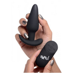 REMOTE CONTROL 21X VIBRATING SILICONE BUTT PLUG - BLACK