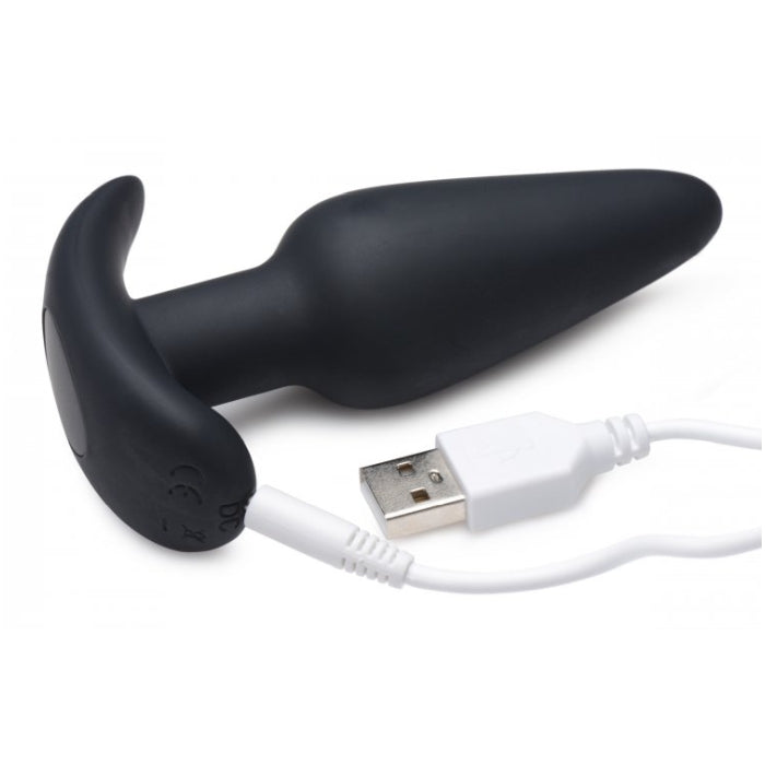 REMOTE CONTROL 21X VIBRATING SILICONE BUTT PLUG - BLACK