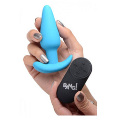 REMOTE CONTROL 21X VIBRATING SILICONE BUTT PLUG - BLUE
