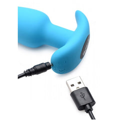 REMOTE CONTROL 21X VIBRATING SILICONE BUTT PLUG - BLUE