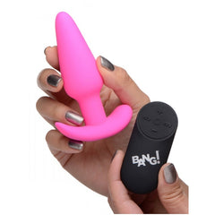 REMOTE CONTROL 21X VIBRATING SILICONE BUTT PLUG - PINK