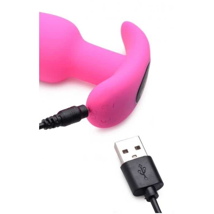 REMOTE CONTROL 21X VIBRATING SILICONE BUTT PLUG - PINK