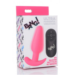 REMOTE CONTROL 21X VIBRATING SILICONE BUTT PLUG - PINK
