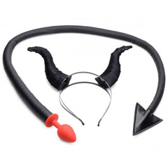 DEVIL TAIL ANAL PLUG AND HORNS SET - BLACK