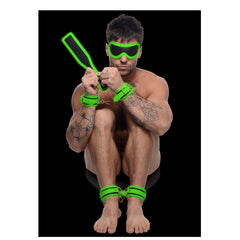 MS KINK IN THE DARK GLOWING CUFFS, BLINDFOLD, PADDLE B