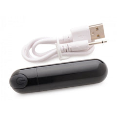 10X RECHARGEABLE VIBRATING METALLIC BULLET - BLACK