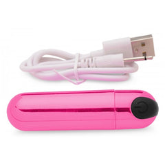 10X RECHARGEABLE VIBRATING METALLIC BULLET - PINK