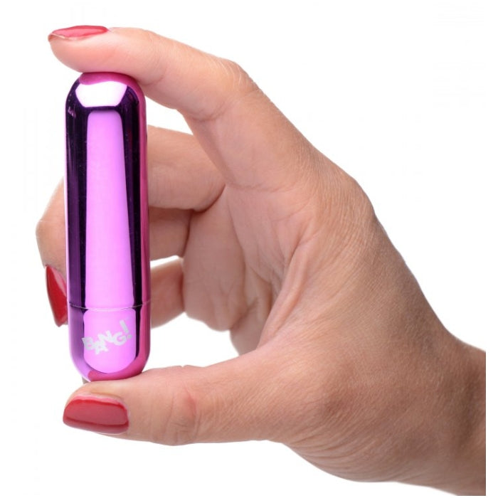 10X RECHARGEABLE VIBRATING METALLIC BULLET - PURPLE