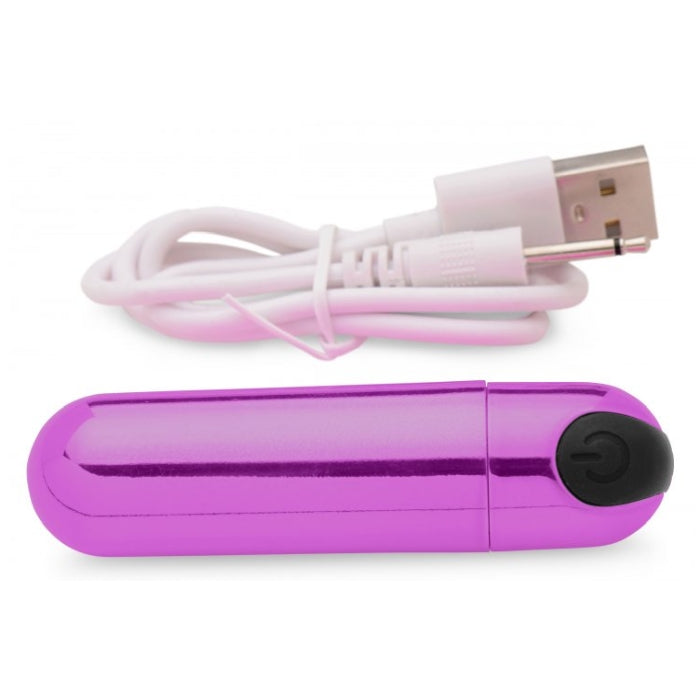 10X RECHARGEABLE VIBRATING METALLIC BULLET - PURPLE