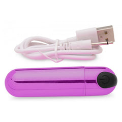10X RECHARGEABLE VIBRATING METALLIC BULLET - PURPLE