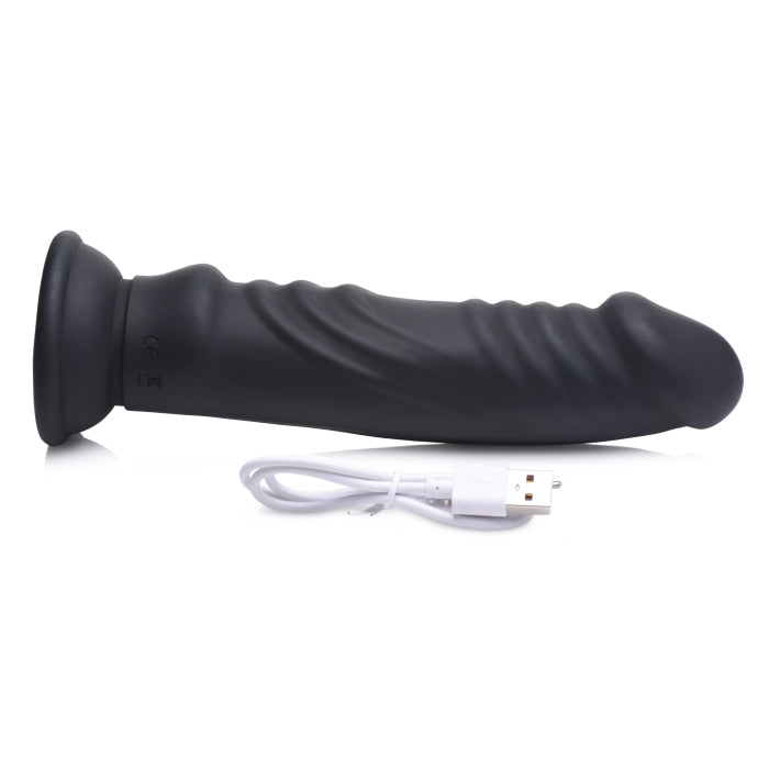 VIBRATING & E-STIM SILICONE DILDO W/ REMOTE