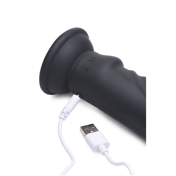 VIBRATING & E-STIM SILICONE DILDO W/ REMOTE