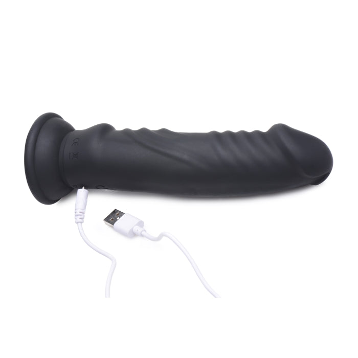 VIBRATING & E-STIM SILICONE DILDO W/ REMOTE