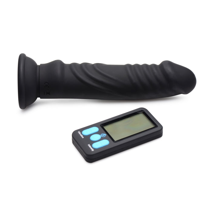 VIBRATING & E-STIM SILICONE DILDO W/ REMOTE