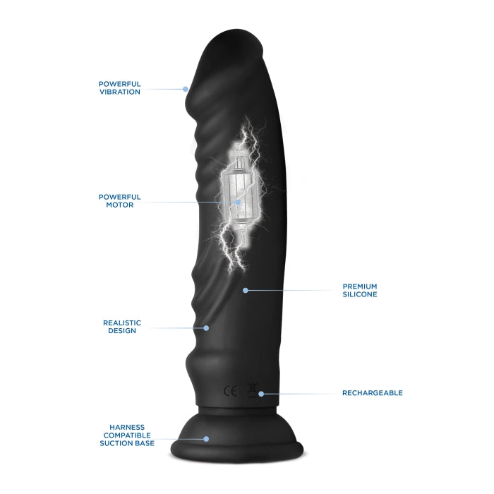 VIBRATING & E-STIM SILICONE DILDO W/ REMOTE