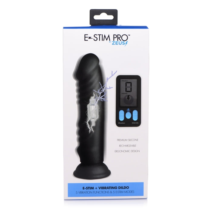 VIBRATING & E-STIM SILICONE DILDO W/ REMOTE