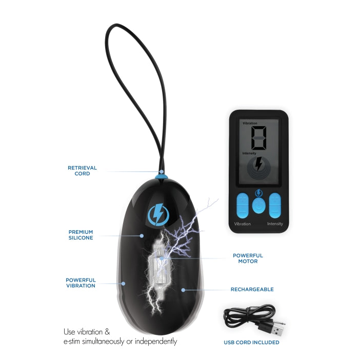 E-STIM PRO SILICONE VIBRATING EGG W/ REMOTE CONTROL