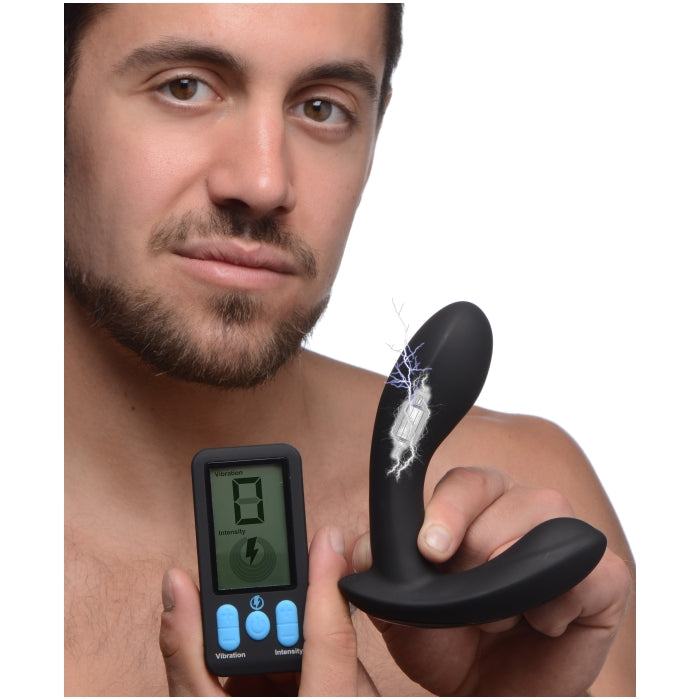 VIBRATING & E-STIM PROSTATE MASSAGER W/REMOTE