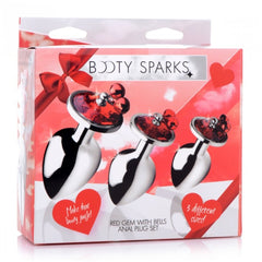 BS RED GEM WITH BELLS ANAL PLUG SET 4"