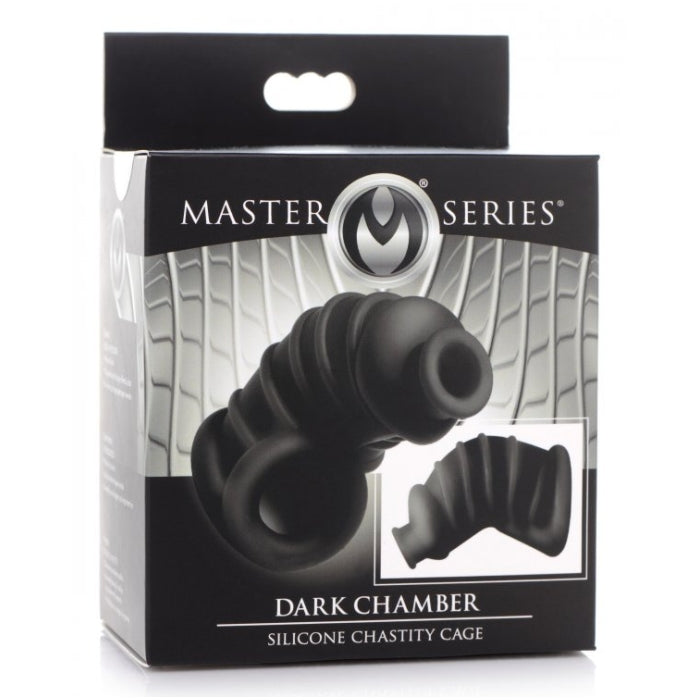 MS DARK CHAMBER SILICONE CHASTITY CAGE - BLACK