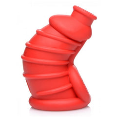 MS RED CHAMBER SILICONE CHASTITY CAGE - RED
