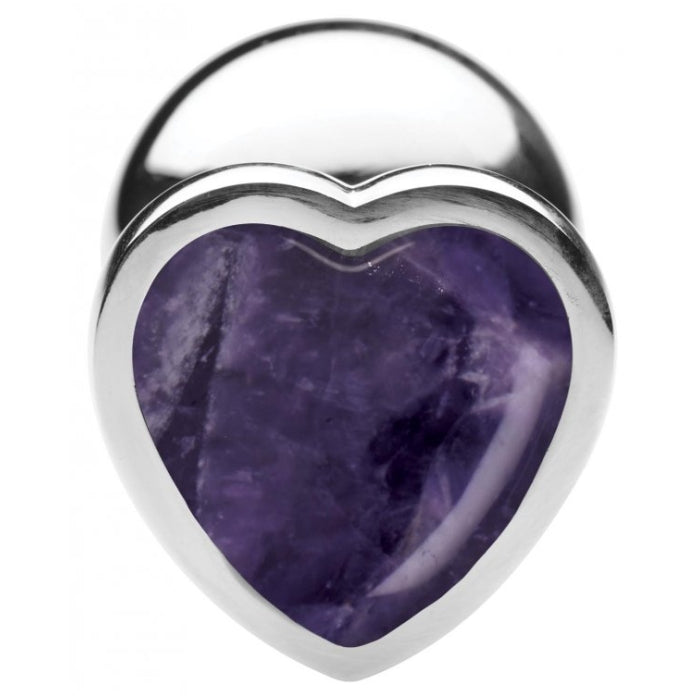 BS GEMSTONES AMETHYST HEART - LARGE ANAL PLUG