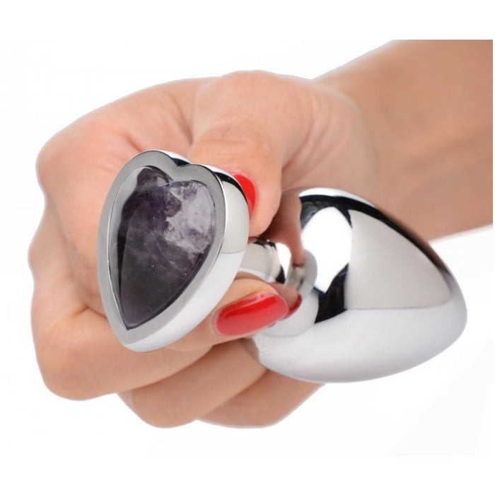 BS GEMSTONES AMETHYST HEART - LARGE ANAL PLUG
