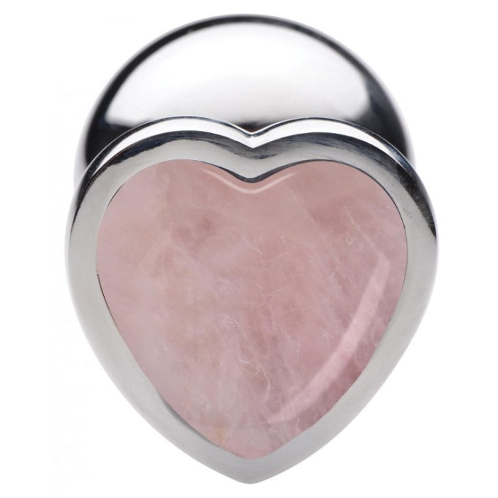 BS GEMSTONES ROSE QUARTZ HEART - LARGE ANAL PLUG