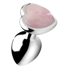 BS GEMSTONES ROSE QUARTZ HEART - SMALL ANAL PLUG