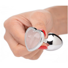 BS GEMSTONES ROSE QUARTZ HEART - SMALL ANAL PLUG