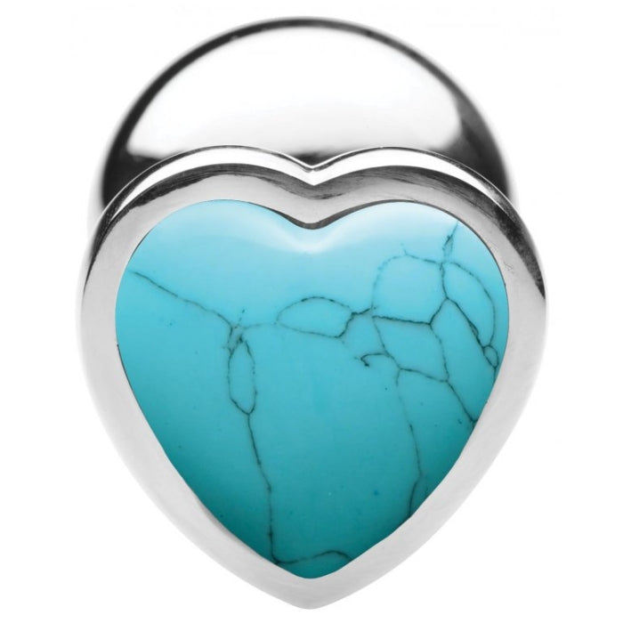 BS GEMSTONES TURQUOISE HEART - LARGE ANAL PLUG