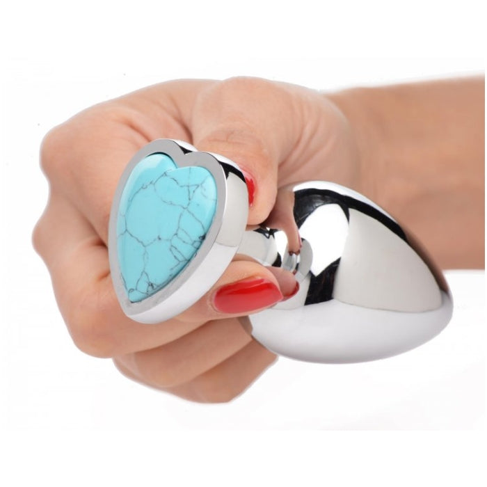 BS GEMSTONES TURQUOISE HEART - LARGE ANAL PLUG