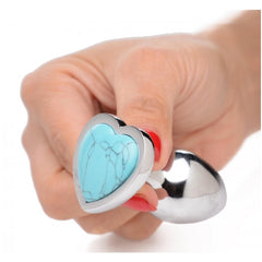 BS GEMSTONES TURQUOISE HEART - SMALL ANAL PLUG