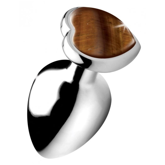 BS GEMSTONES TIGER EYE HEART - LARGE ANAL PLUG