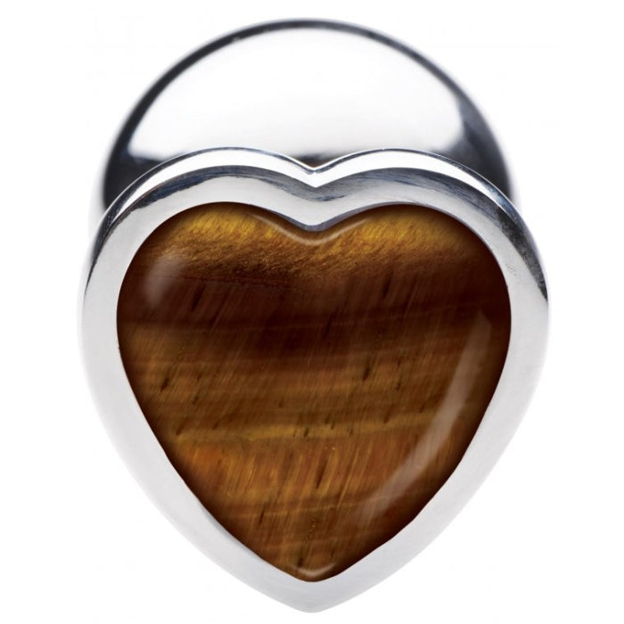 BS GEMSTONES TIGER EYE HEART - LARGE ANAL PLUG