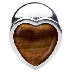 BS GEMSTONES TIGER EYE HEART - LARGE ANAL PLUG
