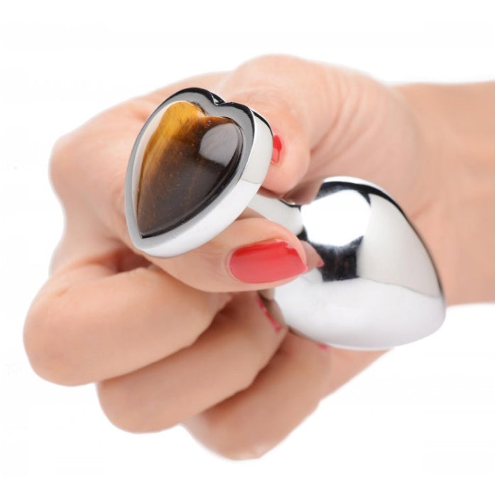 BS GEMSTONES TIGER EYE HEART - SMALL ANAL PLUG