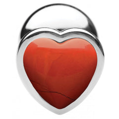 BS GEMSTONES RED JASPER HEART - LARGE ANAL PLUG