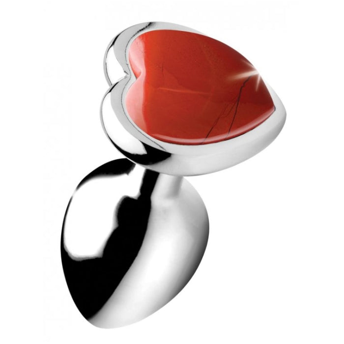 BS GEMSTONES RED JASPER HEART - SMALL ANAL PLUG