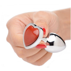BS GEMSTONES RED JASPER HEART - SMALL ANAL PLUG