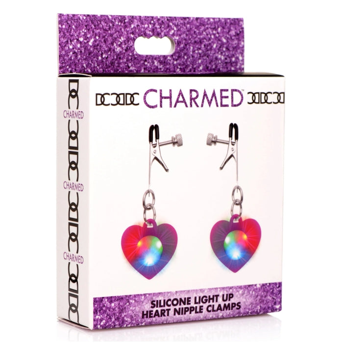 CH SILICONE LIGHT UP HEART NIPPLE CLAMPS