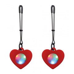 CH SILICONE LIGHT UP HEART TWEEZER NIPPLE CLAMPS 4.5"
