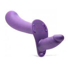 SU 28X DOUBLE DEVA 2" DOUBLE DILDO W/HARNESS REMOTE - PURPLE