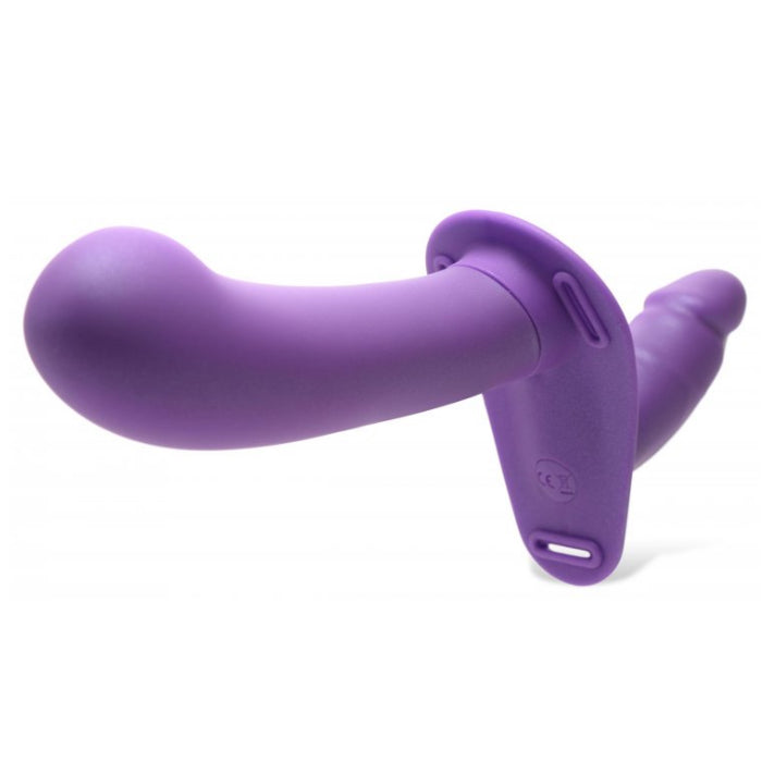 SU 28X DOUBLE DEVA 2" DOUBLE DILDO W/HARNESS REMOTE - PURPLE