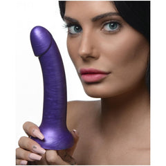 SU G-STATIC 7" METALLIC SILICONE DILDO - PURPLE