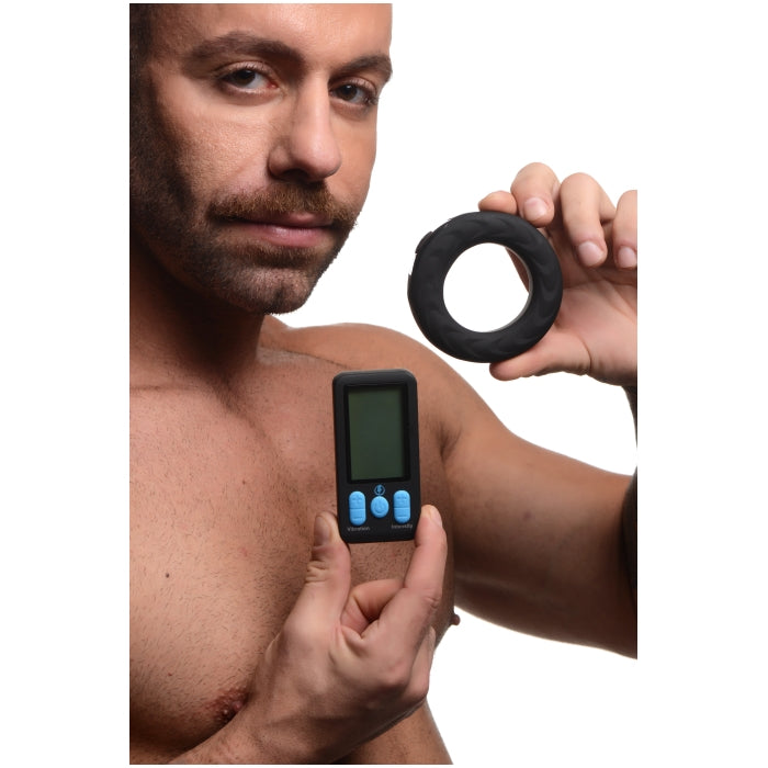 VIBRATING & E-STIM SILICONE COCK RING W/ RC 50MM