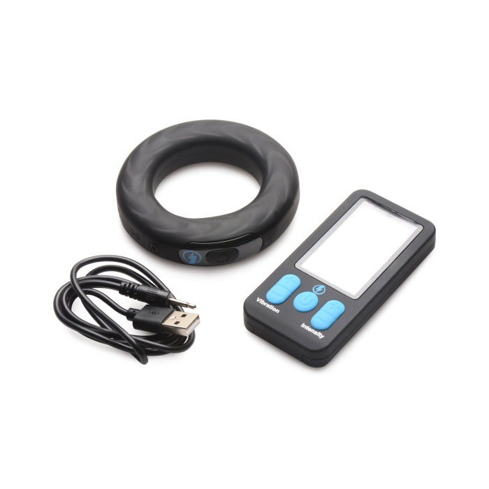 VIBRATING & E-STIM SILICONE COCK RING W/ RC 50MM