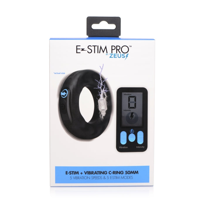 VIBRATING & E-STIM SILICONE COCK RING W/ RC 50MM