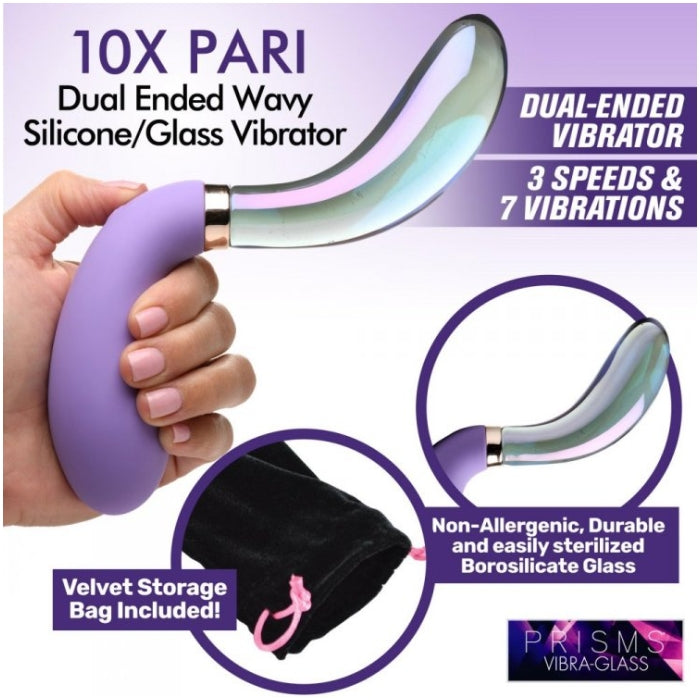 PR VIBRA-GLASS 10X PARI DUAL ENDED WAVY SILI/GLASS V