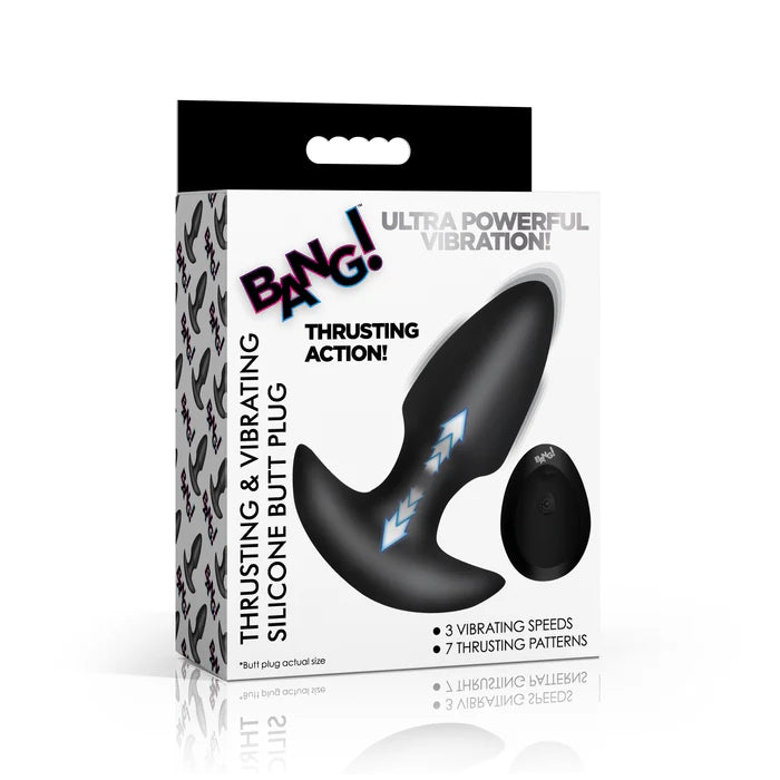 THRUSTING BUTT PLUG VIBE BLACK SILICONE